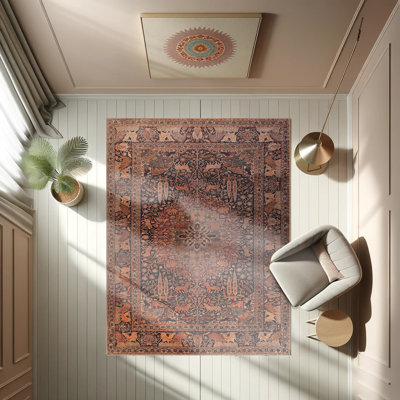 Tapis brun à motif tissé rétro