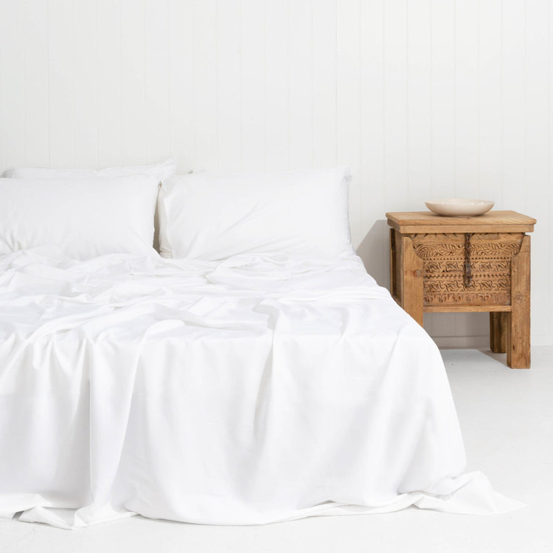 6 Piece Soft Rayon from Bamboo Bedsheet Set, Queen, White