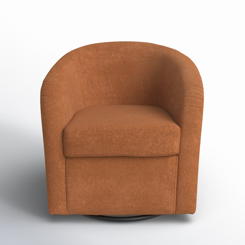 Upholstered Swivel Barrel Chair, Chloe Clay Polyester Blend