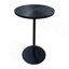 Ensemble de 2 petites tables d'appoint rondes à cercles concentriques en bois pour deux tables de chevet en métal à piédestal pour petits espaces (brun noyer et noir)