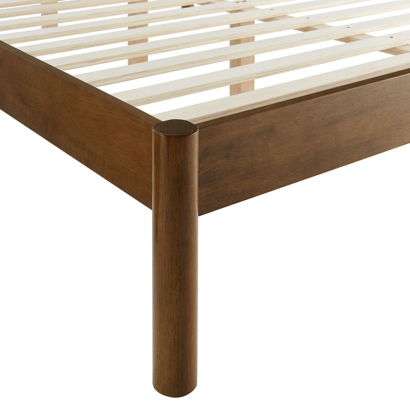 Olea Channel Tufted Boucle Solid Wood King Platform Bed In Feather Walnut, Feather Walnut, King