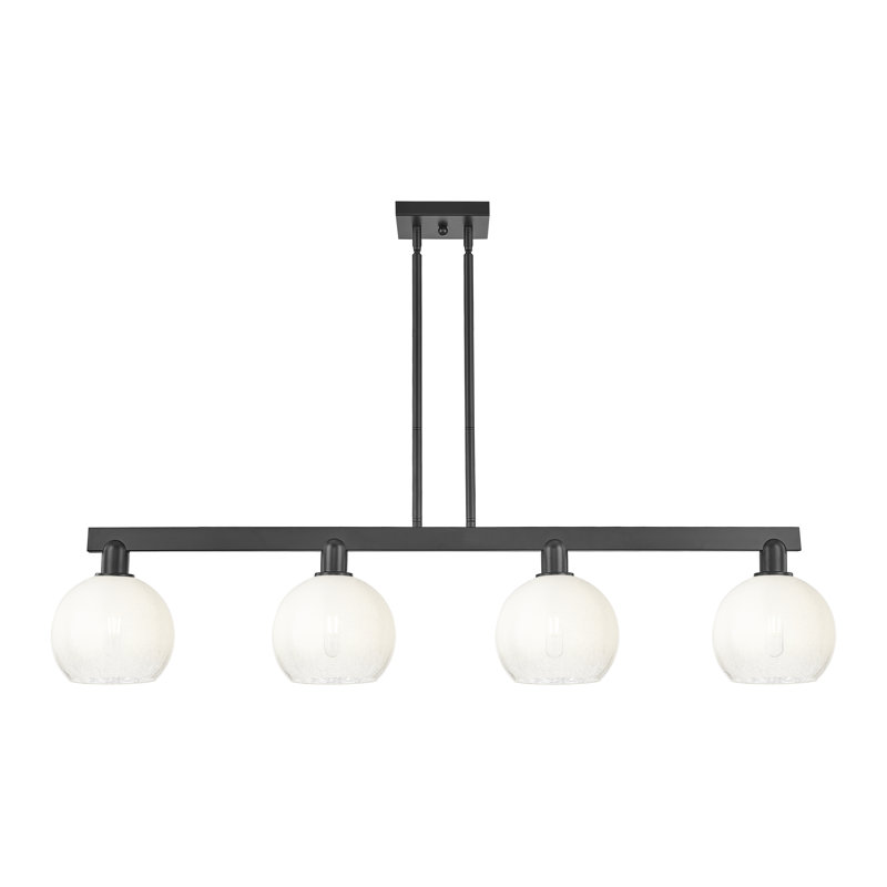 Éclairage pour îlot suspendu 4 lumières Brookhaven Globe, Noir mat, Opale