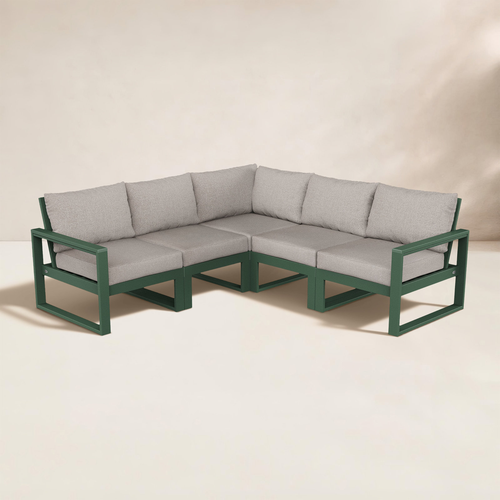 EDGE 5 - Person Seating Group with Cushions, Weathered Tweed, Green