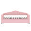 Lit de jour simple rembourré rose avec lit gigogne escamotable de hauteur variable, fonction de charge et rangement latéral pour lit de jour de petite taille Essentials