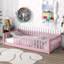 Structure de lit simple en bois d'hévéa, lit au sol de style moderne, lit pour enfant avec clôture et barrières de sécurité sans porte, rose-940563193
