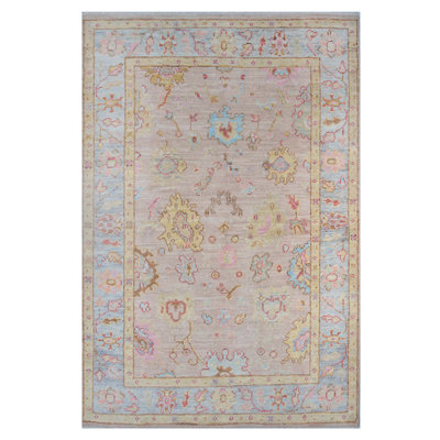 Pacific Ushak Wool Weft 4x6 Beige Grey Transitional Hand Knotted Area Rug