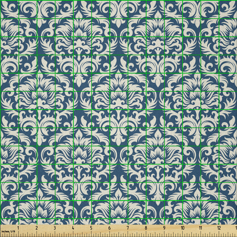 Daljit Floral Ornamental Damask Pattern Victorian Baroque Organic Motifs Stencil Art Fabric