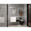 Meuble-lavabo moderne de 36 po avec 2 portes à fermeture douce, meuble-lavabo blanc brillant, demi-porte en verre gris, contreplaqué construit pour plus de commodité
