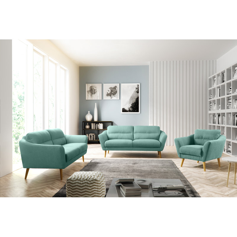 Rosales Odense 2 Seater Upholstered Loveseat, 2, Turquoise