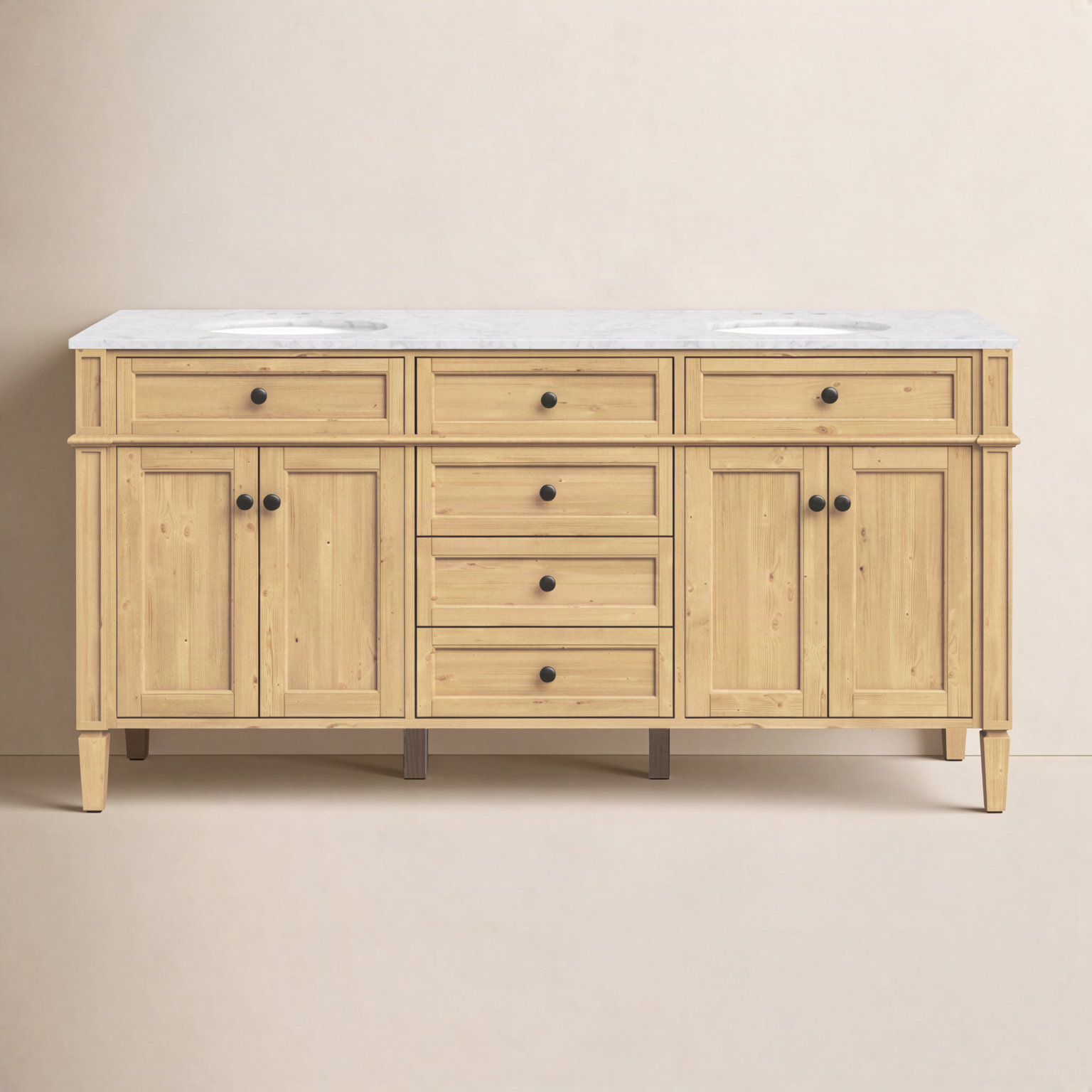 Rivers 72'' Double Bathroom Vanity, Natural Wood