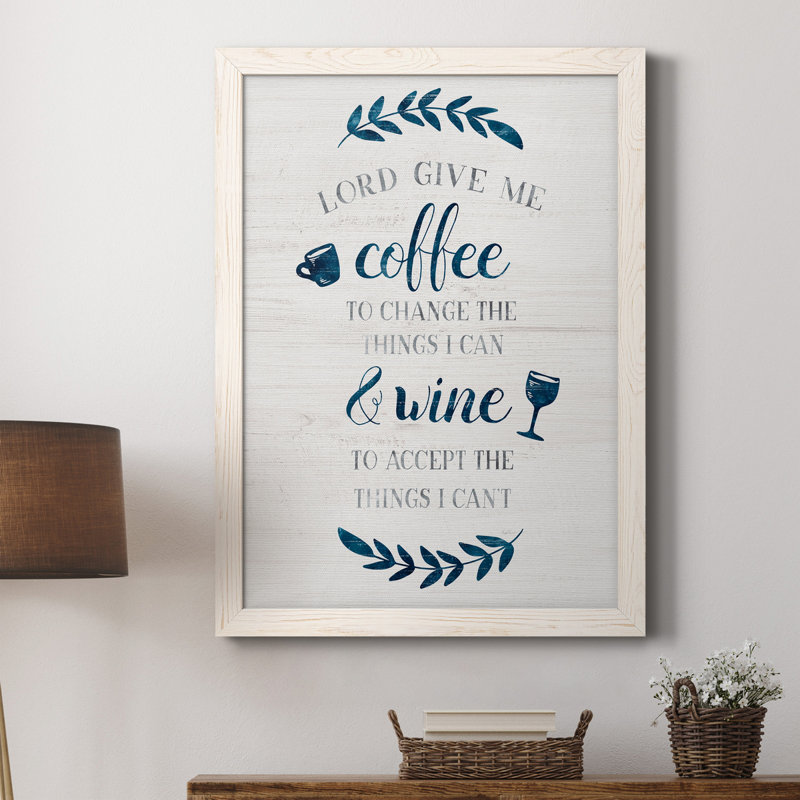 «Coffee and Wine», art textuel sur toile, Blanc, 20" H x 17" W x 1" D