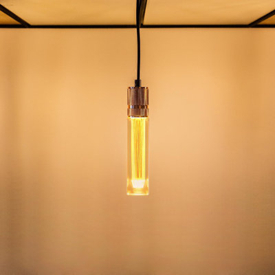 Vintage Tubular E27 Edison Screw Light Bulb Non Dimmable Decorative Bulbs Amber Glass Warm White, Retro E27 Screw Bulb