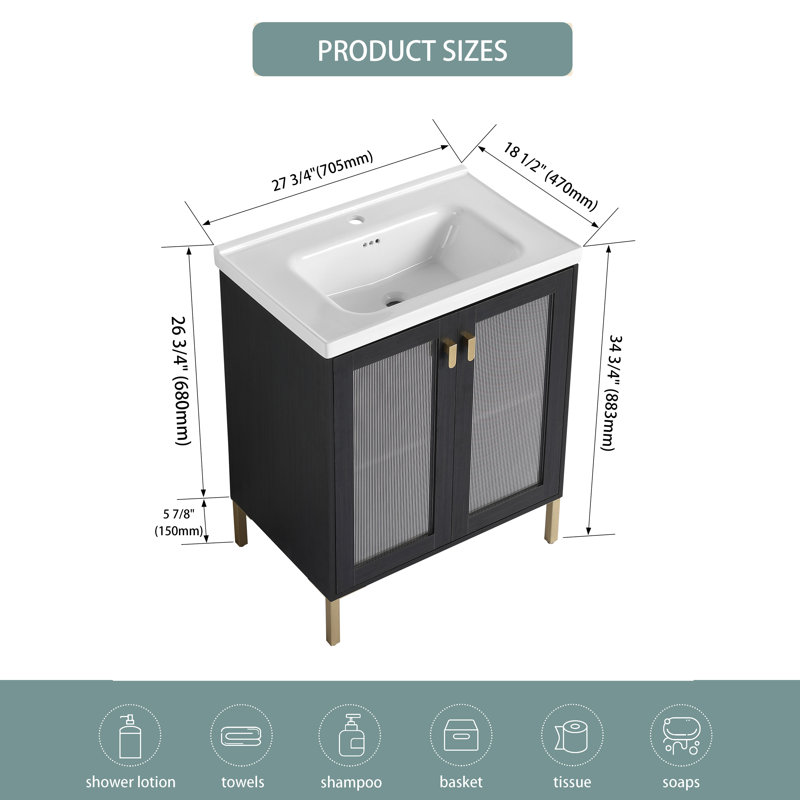 Euler 27.84'' Single Bathroom Vanity with Ceramic Top