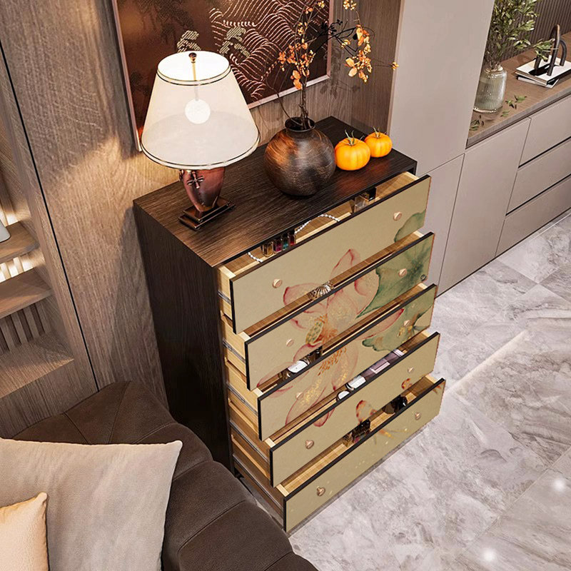 Armoire décorative en frêne avec tiroirs, Noyer