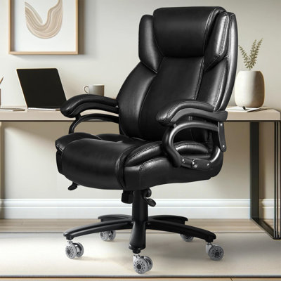 Nobuo 500Lbs Heavy Duty Office Chair With Dual Rubber Wheel, Big And Tall Office Chair For Low Back Pain Relief, High Back Executive Chair With Ergono