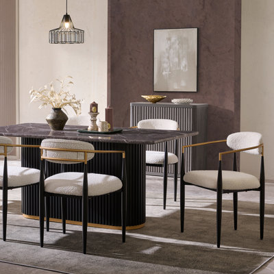 Chaises de salle à manger rembourrées en métal