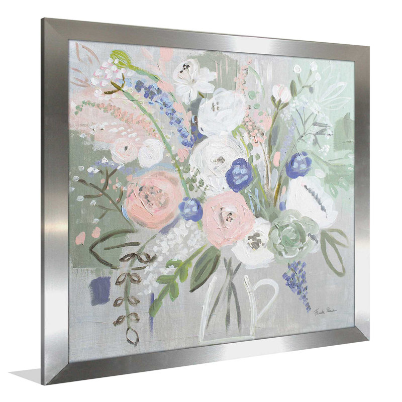 Élégance florale - Peinture, Encadrement argenté, H 25,5 po x l 25,5 po x P 1 po
