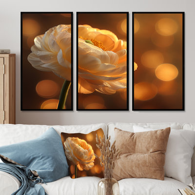 Hour Glow Golden Ranunculus - ensemble d'art mural Renoncule