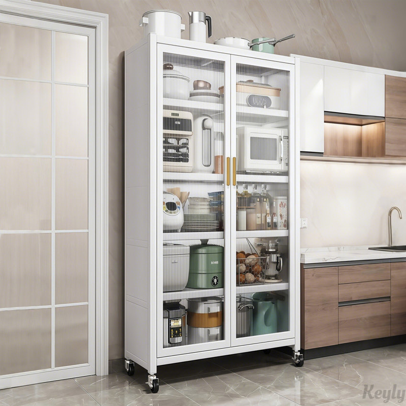Armoire de rangement 65 po, Blanc / Doré