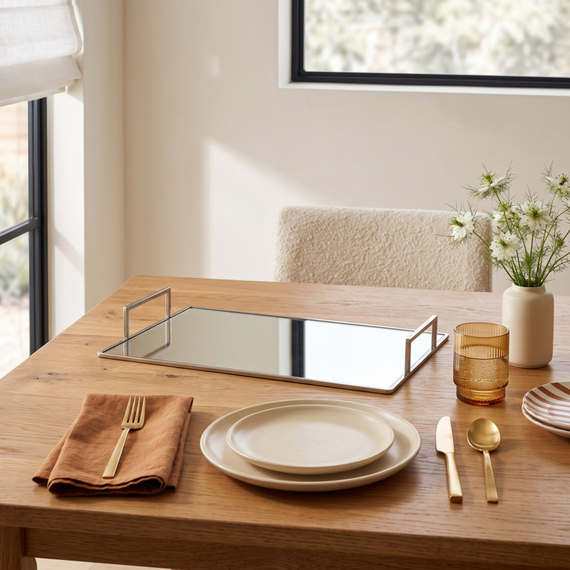 Peoria Mirrored Accent Tray, 2" H x 10.75" W x 17.5" D