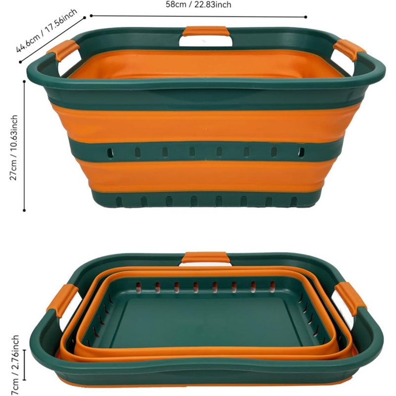 TPE & PP Laundry Cart, Teal Green/Autumn leaf