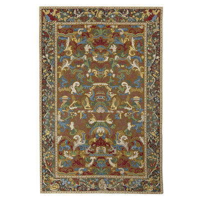 Wool Area Rug in Brown/Yellow/Blue