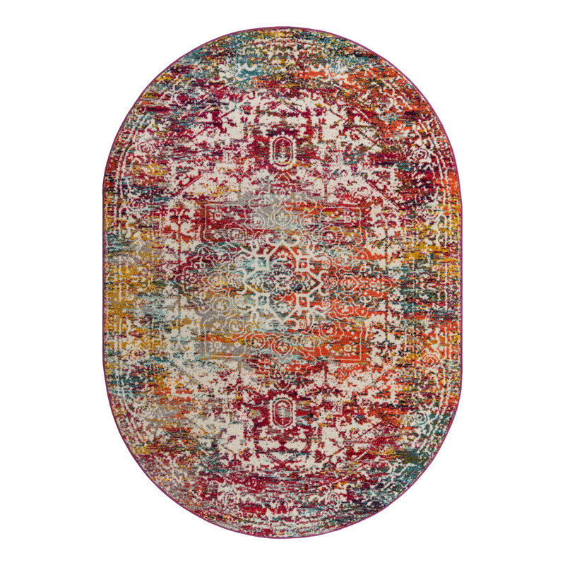 Tapis oriental multicolore Robinne, Ovale 7 pi 1 po x 10 pi