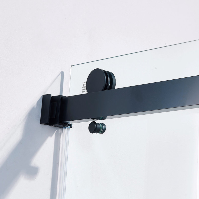 56-60"W x 60"H Frameless Double Sliding Tub Shower Door 8mm Tempered Glass 304 Stainless Steel Matte Black