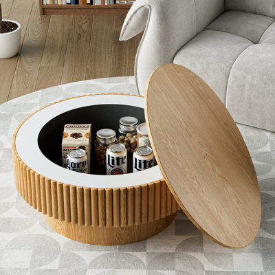 Table basse ronde avec rangement