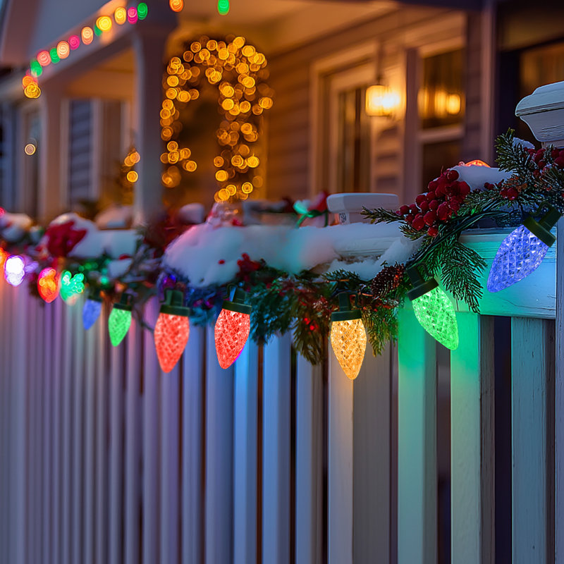 2 Pack 25ft BIG Bulb C9 Christmas String Lights, 50 Bulbs, Multicolor, Battery Powered, Multicolor