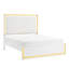 Très grand lit blanc avec tête de lit tapissier à DEL 8 couleurs, lit contemporain et décoration en similicuir