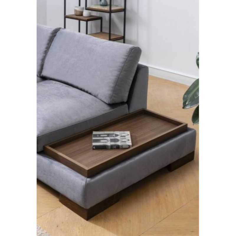 Élégant canapé d'angle gris foncé de 76,0 po x 123,2 po x 31,5 po | Structure en bois de hêtre durable et en carton, tissu 100% polyester | Coussins en mousse souple et plumes inclus | Design scandinave élégant pour les espaces de vie modernes