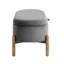 Banc de rangement élégant en velours côtelé gris avec des pieds en bois massif et une base polyvalente d'inspiration Mid-Century