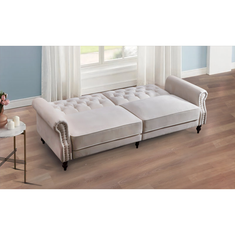 87.8'' Velvet Sofa, Cream Velvet
