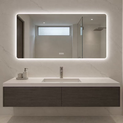  Miroir de salle de bain 48 po x 24 po à DEL avec anti-buée à intensité variable 3 couleurs