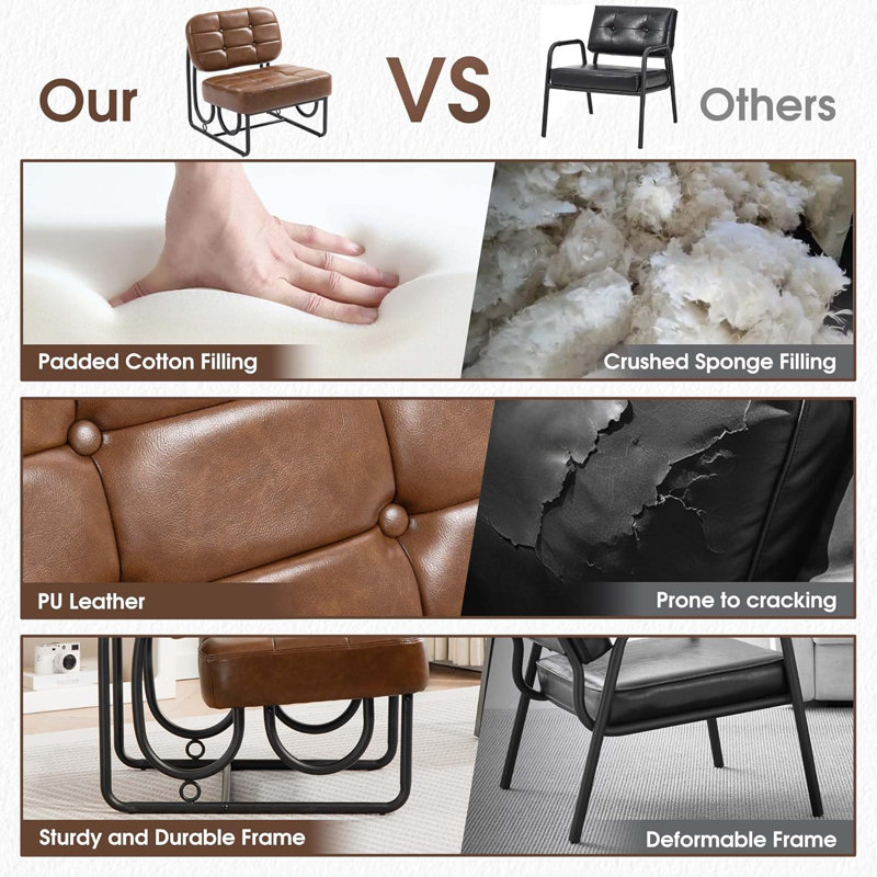 Fauteuil d'appoint rembourré sans accoudoirs