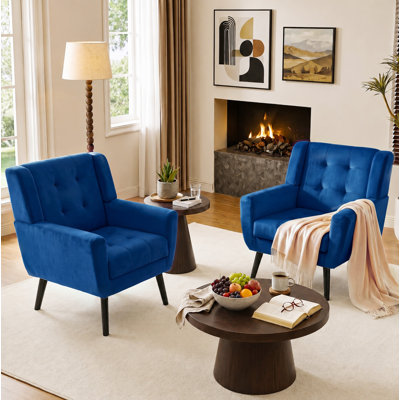 Ensemble de 2 fauteuils capitonnés rembourrés à dossier large