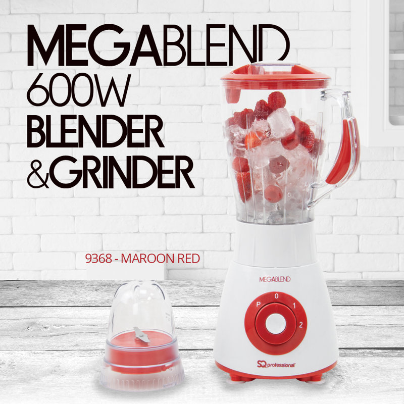 SQ Professional Mega 2 Speed 1500ml Countertop Blender, Maroon Red