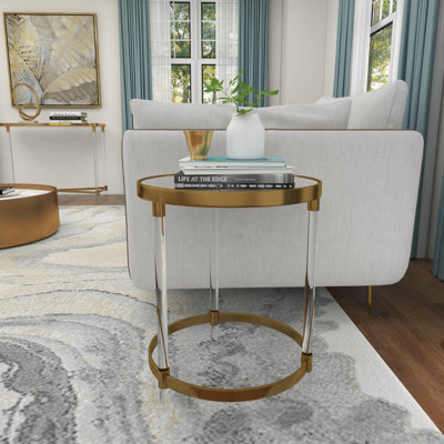 Vogel Acrylic Accent Table with Mirrored Top and Acrylic Legs 19" x 19" x 23"