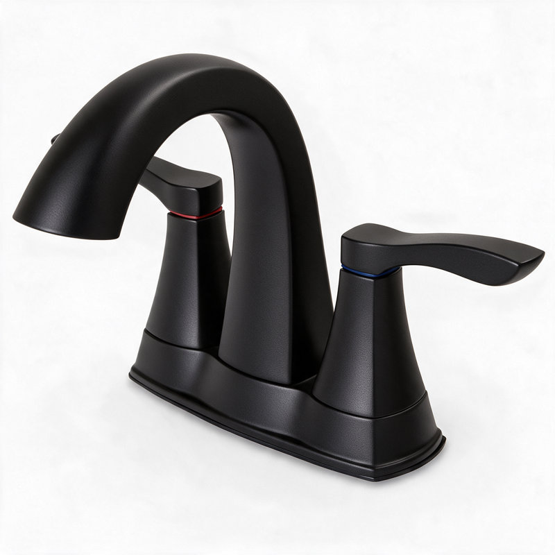 Robinet de lavabo HIGHCRAFT à 2 poignées, entraxe de 10 cm (4 po), noir mat