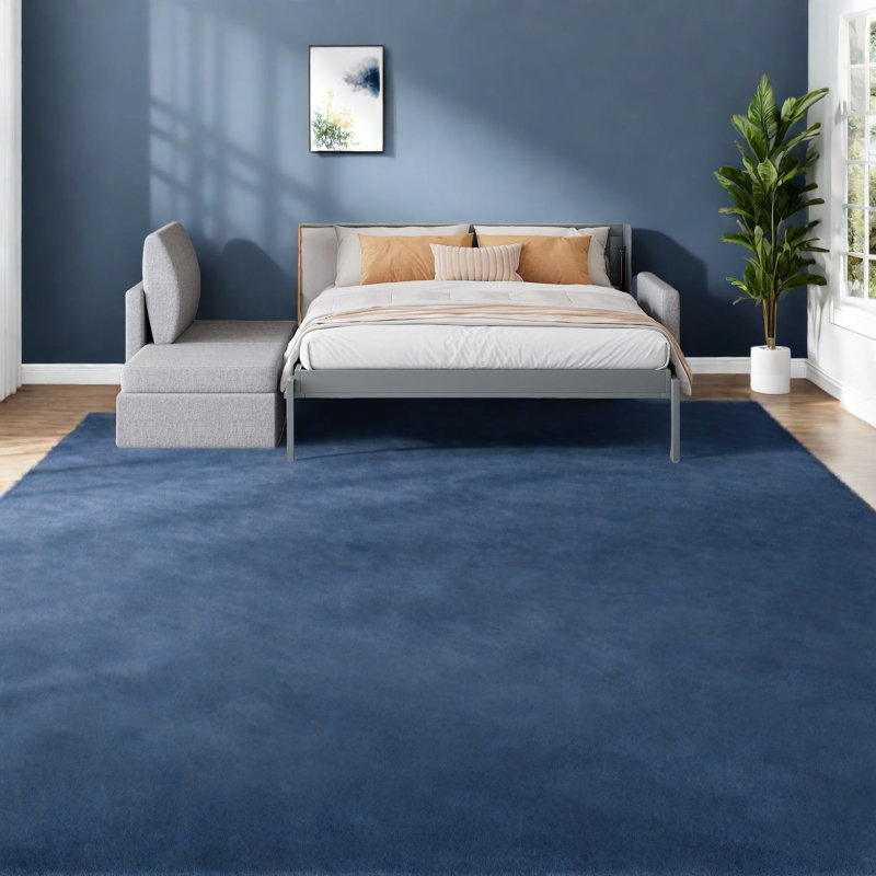 Grand lit escamotable peu encombrant, design moderne gris en MDF avec canapé