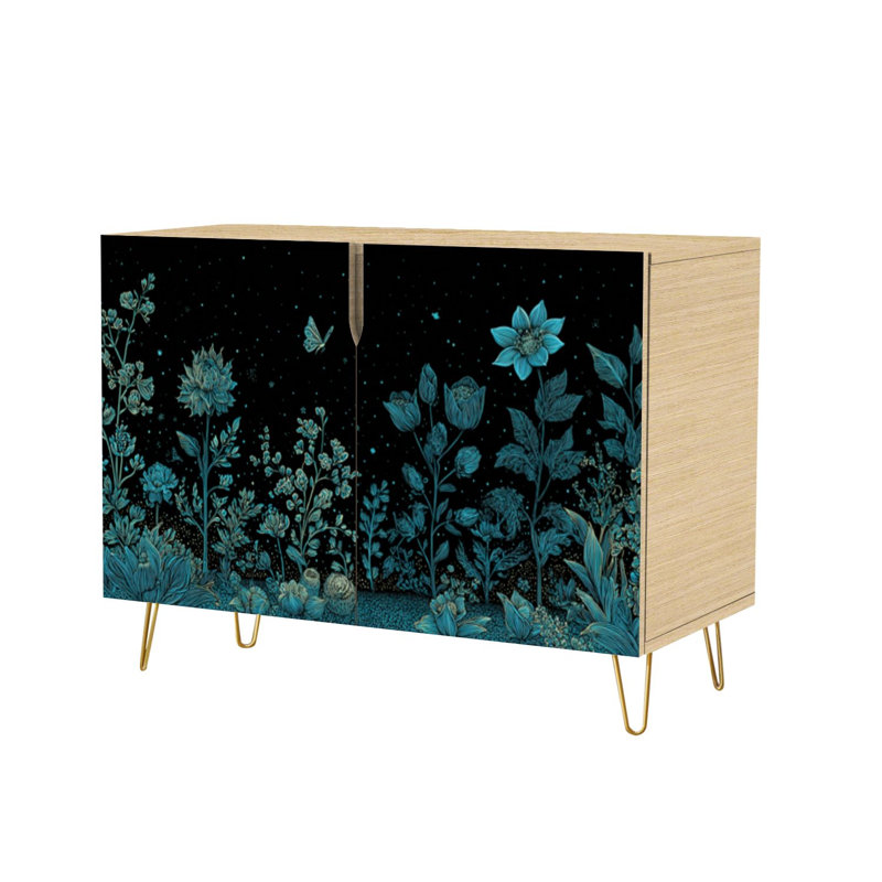 Buffet Buffet avec rangement Mystic Space Garden Floral Cosmic avec 2 portes pour le salon et la cuisine