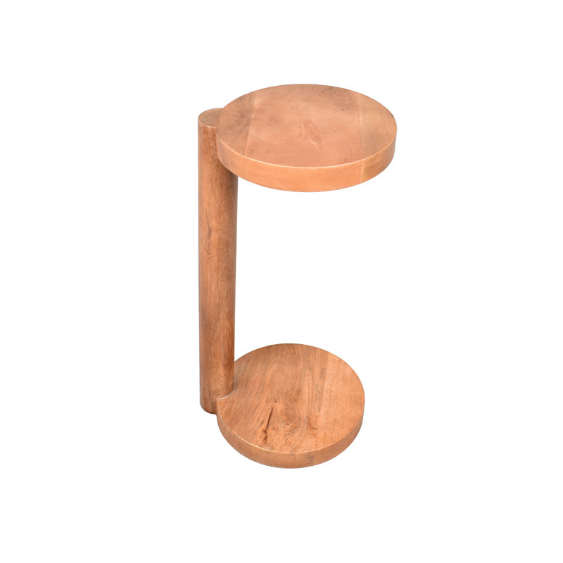 Eugenia Transitional Mango Wood Round C-Shaped Side Table
