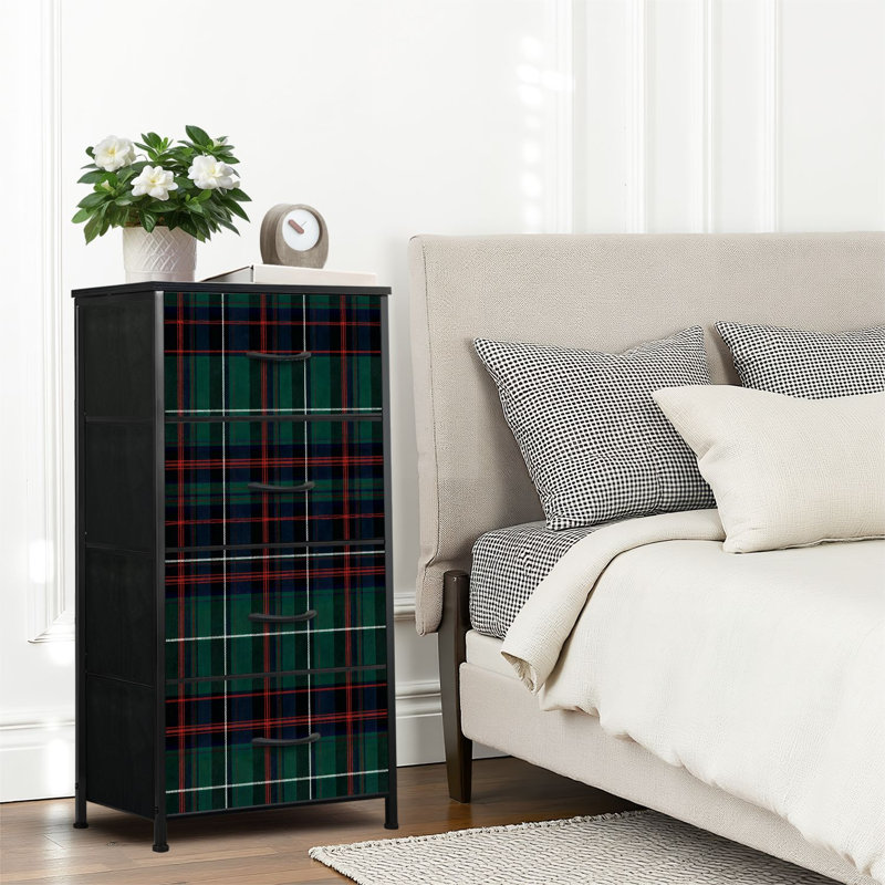 4 Drawer Dresser for Bedroom, Narrow Chest of Drawers, Wooden Top and Study Iron Frame 18"x37.5"-(WxH)
