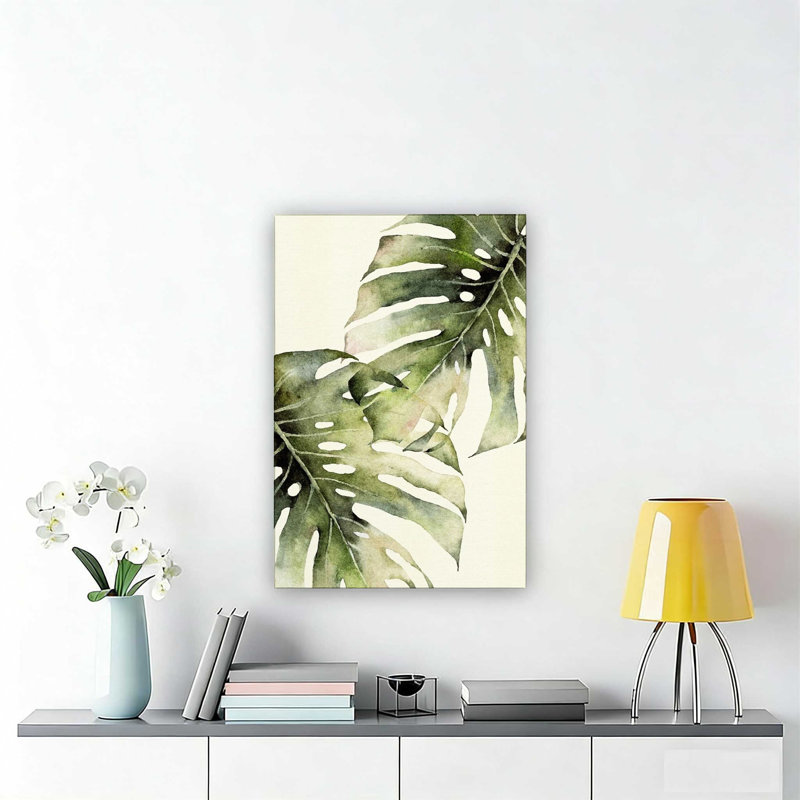 «Green Pastel Monstera Leaf Nature Wilderness», art numérique sur toile tendue 12 x 18