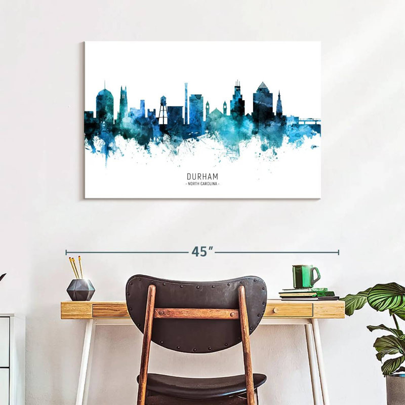 Durham North Carolina Skyline II, 26" H x 39" W