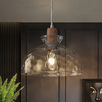 Amaurie 1-light Modern Hammered Ripple Glass Pendant
