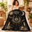Black Gold Oracle Blanket, Celestial Flannel Throw with Eye, Crescent Moon, Moths, Roses and Candle Artwork for Couch, Bed, Reading Corner and Travel, 60 x 80 in-135451202
