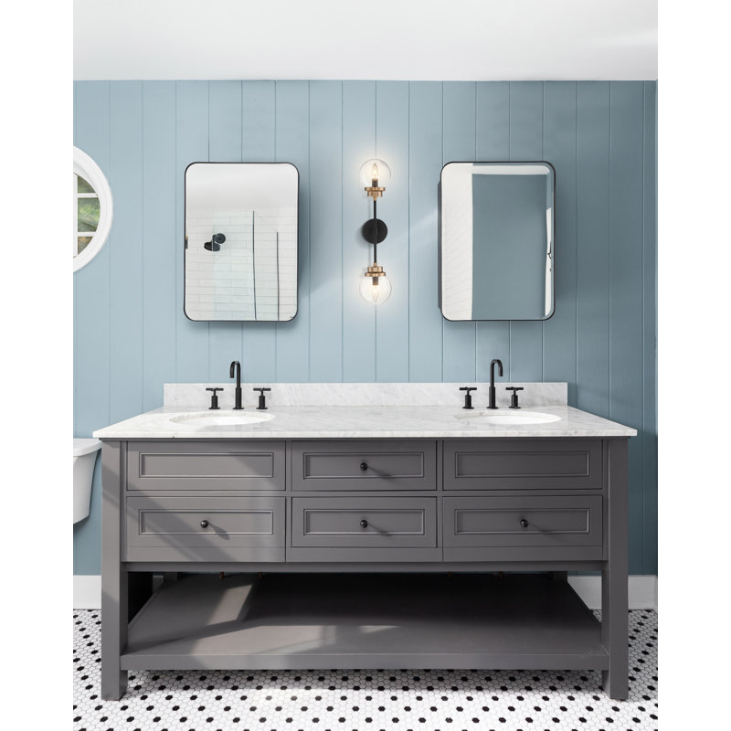 Breit 2 - Light Dimmable Vanity Light, Matte Black / Brass Accents