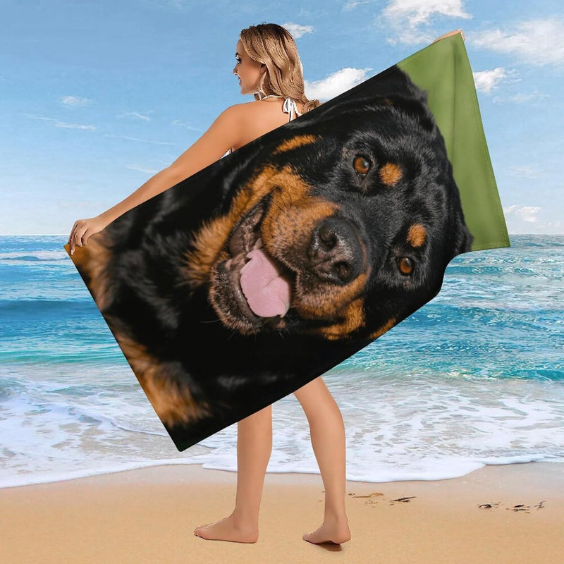 Serviette de plage à séchage rapide en microfibre pour chien Rottweiler, 50 x 60 po